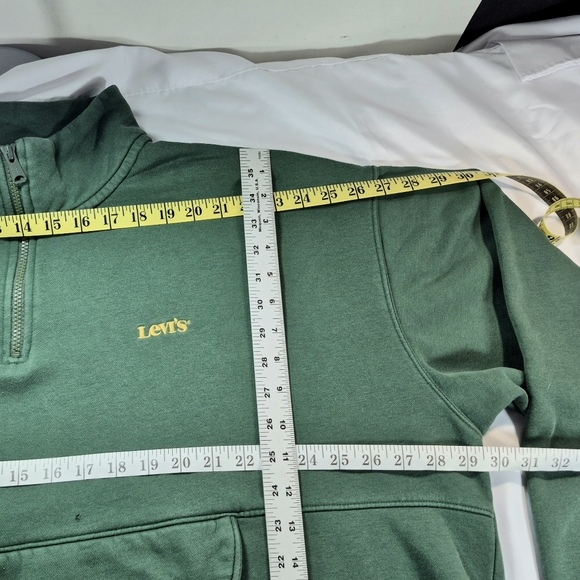 Levi’s Relaxed Fit 1/4 Zip Pouch Sweatshirt Collard Green XXL Unisex Gorpcore - Picture 9 of 11